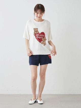 Cool Smoothie Bear Heart Jacquard Pullover