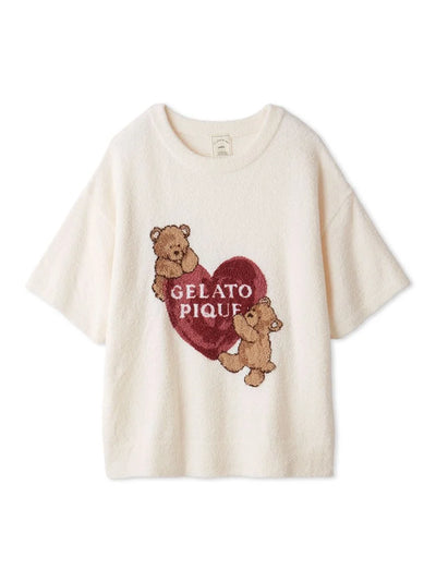 Cool Smoothie Bear Heart Jacquard Pullover gelato pique