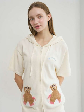 Summer Bear Jacquard Short-sleeved Hoodie