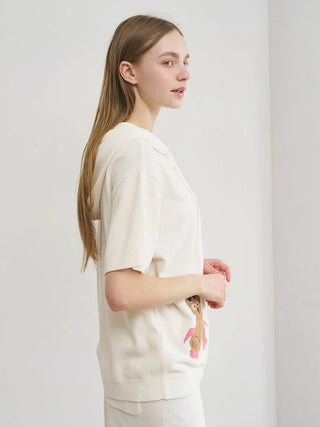 Summer Bear Jacquard Short-sleeved Hoodie