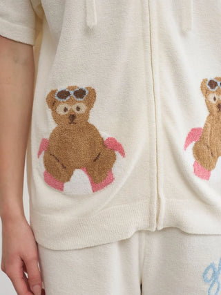 Summer Bear Jacquard Short-sleeved Hoodie