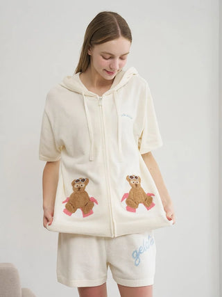 Summer Bear Jacquard Short-sleeved Hoodie