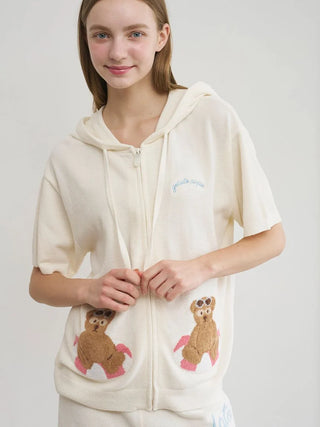 Summer Bear Jacquard Short-sleeved Hoodie