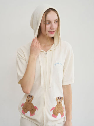 Summer Bear Jacquard Short-sleeved Hoodie