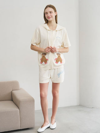 Summer Bear Jacquard Short-sleeved Hoodie