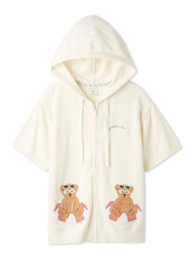 Summer Bear Jacquard Short-sleeved Hoodie gelato pique