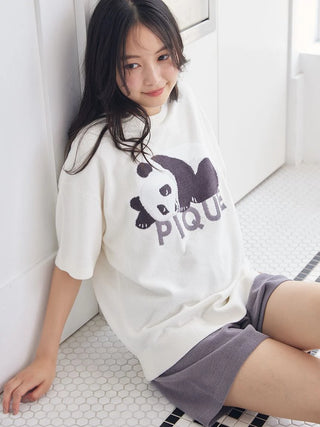 Airy Moco Sleeping Panda Jacquard Pullover & Shorts Set - view 4