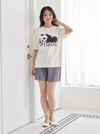 Airy Moco Sleeping Panda Jacquard Pullover & Shorts Set - view 6