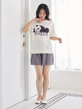 Airy Moco Sleeping Panda Jacquard Pullover & Shorts Set - view 7