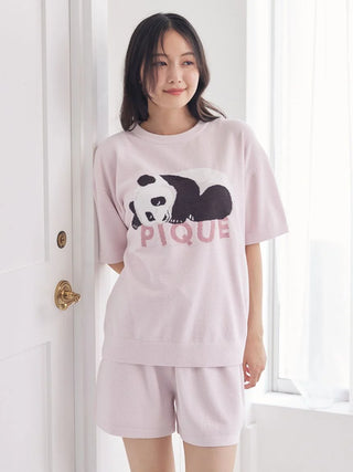Airy Moco Sleeping Panda Jacquard Pullover & Shorts Set - view 9