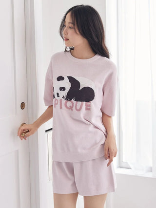 Airy Moco Sleeping Panda Jacquard Pullover & Shorts Set - view 10