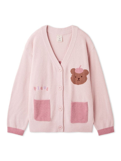 Airy Moco Painter Bear Cardigan gelato pique