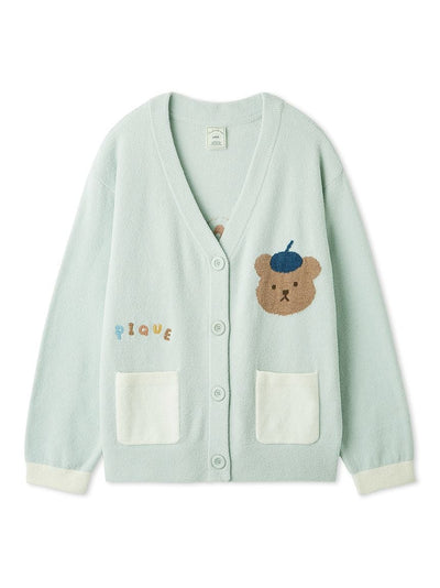 Airy Moco Painter Bear Cardigan gelato pique