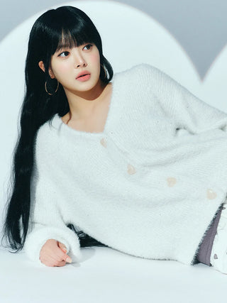 Glitter Feather Heart Cardigan - view 1