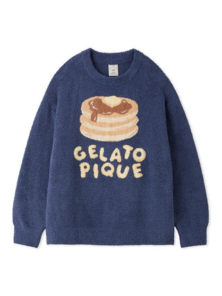 Gelato Pique Baby Moco Sweet Motif Jacquard Pullover in blue, front view