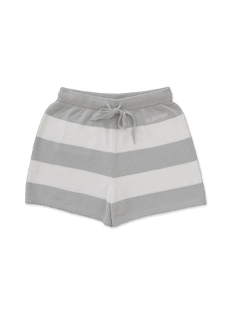 Gray and white striped shorts from Gelato Pique USA, part of the Shiba Pullover & Shorts Loungewear Set for premium sleepwear comfort.