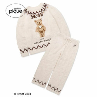 Steiff Men's Gelato Pullover & Long Pants Set with bear motif, crafted from fluffy knit by Gelato Pique, 2024 edition.