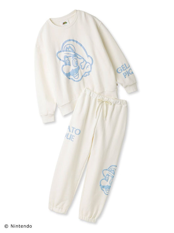 SUPER MARIO™️ unisex fleece pullover and long pants set with Mario and Boo print, soft cotton fabric, elastici