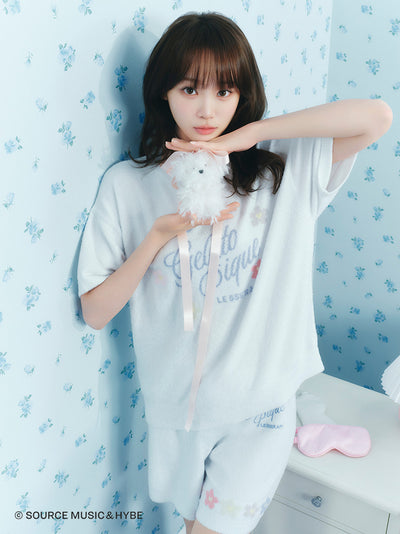 [LE SSERAFIM] Flower Jacquard Pullover & Shorts Set gelato pique