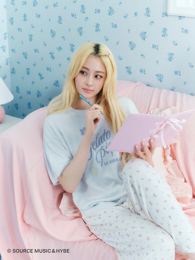 [LE SSERAFIM] Disty Floral Print Pants gelato pique