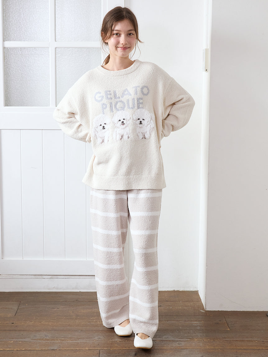 Airy Moco Cute Variety Jacquard Border Long Pants