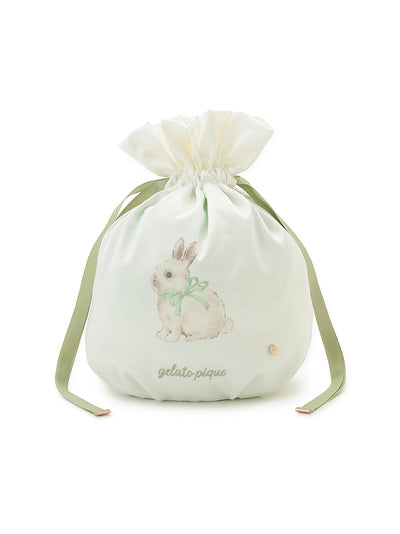 Ribbon Bunny Drawstring Bag gelato pique