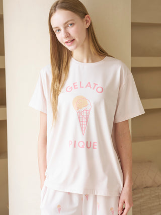 Ice-cream / Bear One Point Printed T-shirt