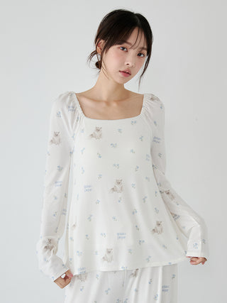 Cat and Flower Pullover with Built-in Cups