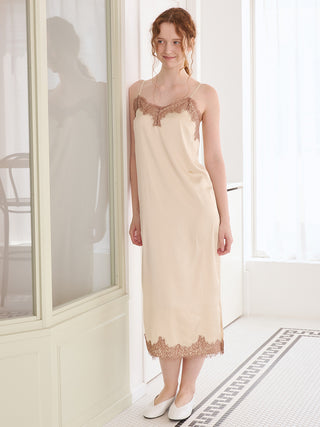 Cool Satin Lace Dress With Built-in Bra