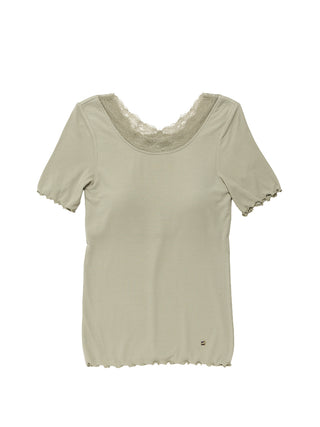 Cool Ribbed Fabric T-shirt With Built-in Bra