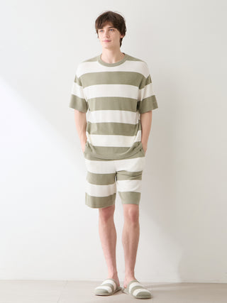[UV-Cut] Men's Smoothie Lite Cool Striped Short-sleeve Pullover