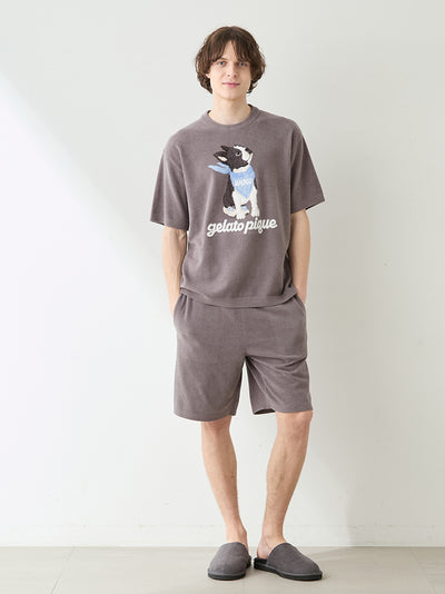 Men's Airy Moco Boston Terrier Jacquard Pullover & Shorts Set gelato pique