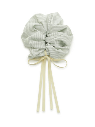 Gelato Pique USA striped green ribbon hair scrunchie, chic premium loungewear and sleepwear accessory, elegant and soft for everyday styling.