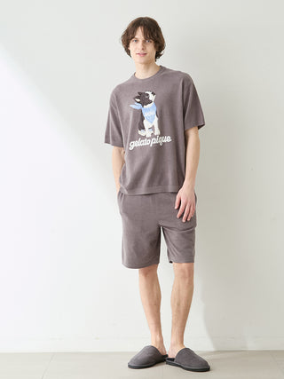 Men's Airy Moco Boston Terrier Jacquard Pullover & Shorts Set