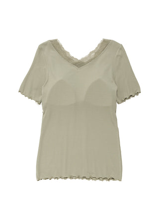 Cool Ribbed Fabric T-shirt With Built-in Bra