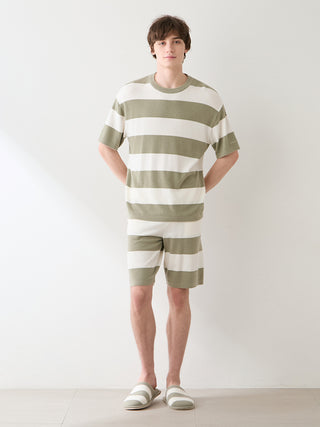 [UV-Cut] Men's Smoothie Lite Cool Striped Short-sleeve Pullover