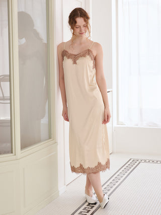 Cool Satin Lace Dress With Built-in Bra