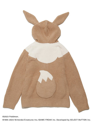 Back view of Pokémon Sleep Mens Baby Moco Eevee Hoodie with ears, featuring soft brown and white design. Official Pokémon merchandise.