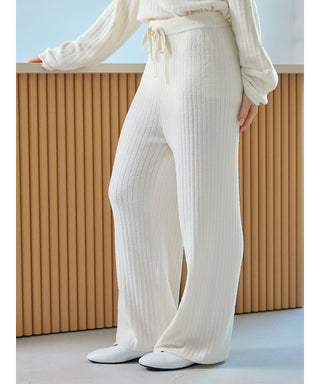 Gelato Pique USA cozy premium loungewear and sleepwear in white ribbed knit Temperature-Control Smoothie Lounge Pants.