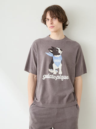 Men's Airy Moco Boston Terrier Jacquard Pullover