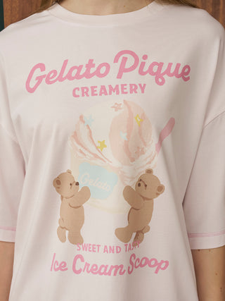 Cool Rayon Ice Cream Bear Printed T-shirt