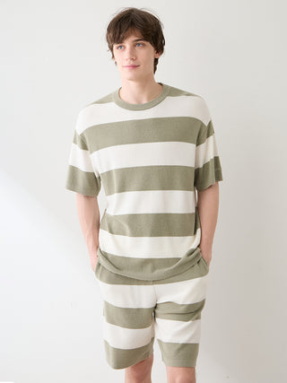 [UV-Cut] Men's Smoothie Lite Cool Striped Short-sleeve Pullover