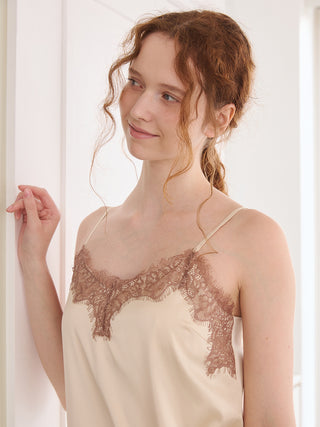 Cool Satin Lace Dress With Built-in Bra