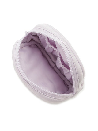 Open view of Gelato Pique Marshmallow Motif Tissue Pouch, showcasing soft lavender fabric and spacious interior for essentials.