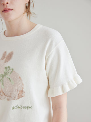 Airy Moco Ribbon Bunny Jacquard Pullover