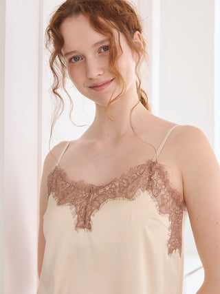 Cool Satin Lace Dress With Built-in Bra