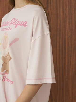Cool Rayon Ice Cream Bear Printed T-shirt