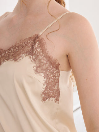 Cool Satin Lace Dress With Built-in Bra