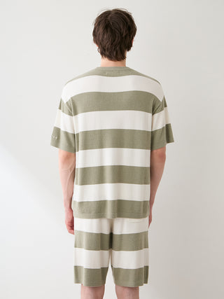 [UV-Cut] Men's Smoothie Lite Cool Striped Short-sleeve Pullover
