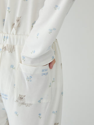 Cat and Flower Long Pants